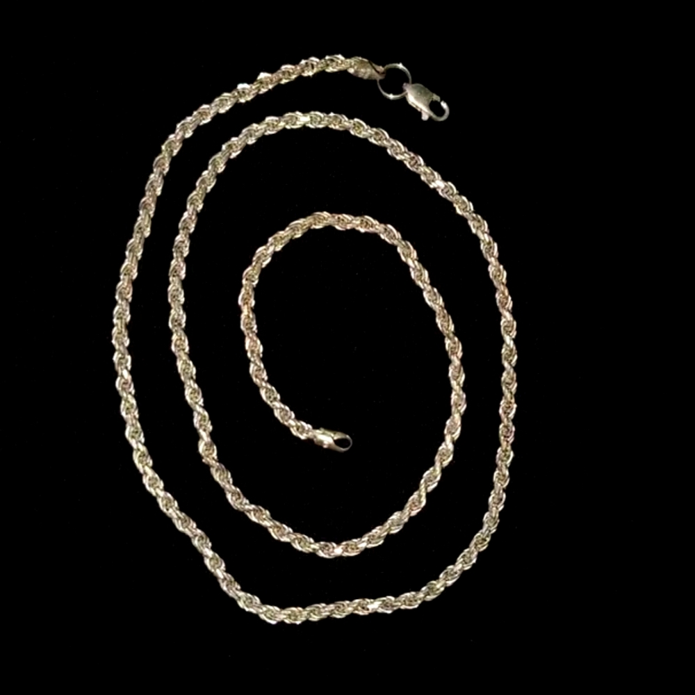 Sterling Silver 925 Italy 23" Rope Chain 3.175 mm